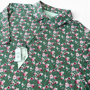 1764 Golf Polo Bottle Green Greenhouse Print Men XL Floral Performance Shirt NWT